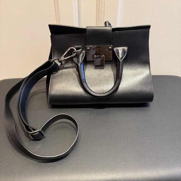 Jimmy Choo Riley Small Black Leather Suede Crossbody Purse COA incl. - Picture 11 of 16